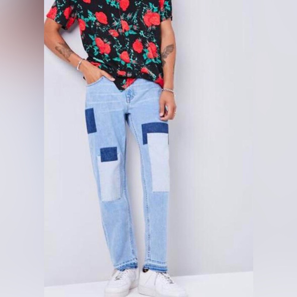 Colorblock Patchwork Straight-Leg Jeans 👖